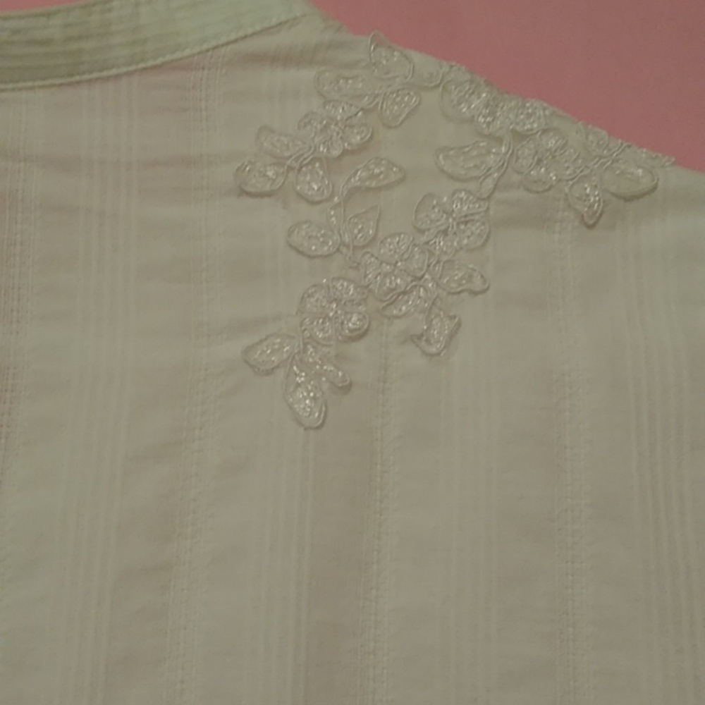 Krazy Kat 100% Cotton White Blouse Front Pintucks Appliques - Picture 12 of 15